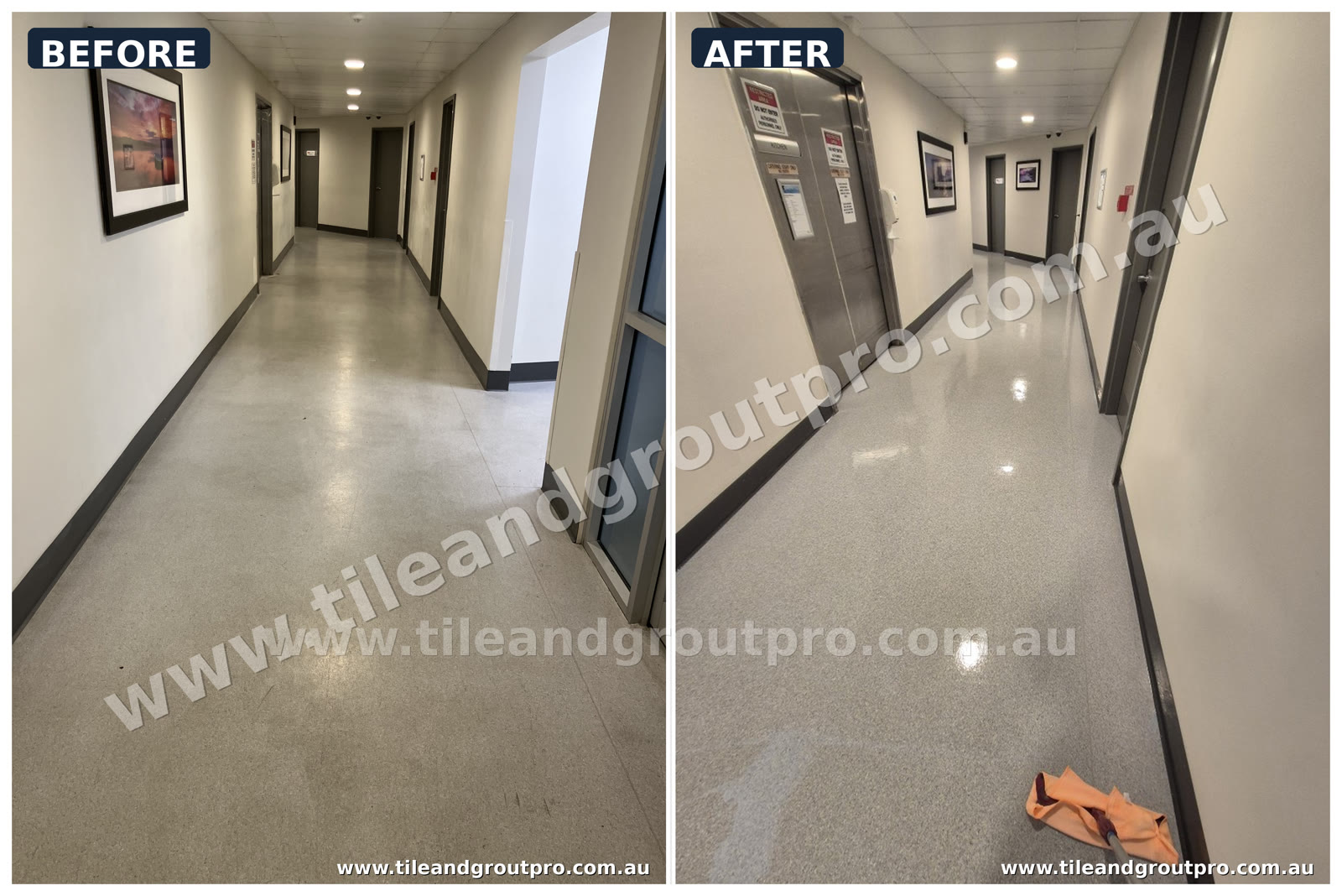 Vinyl stripping and sealing before and after