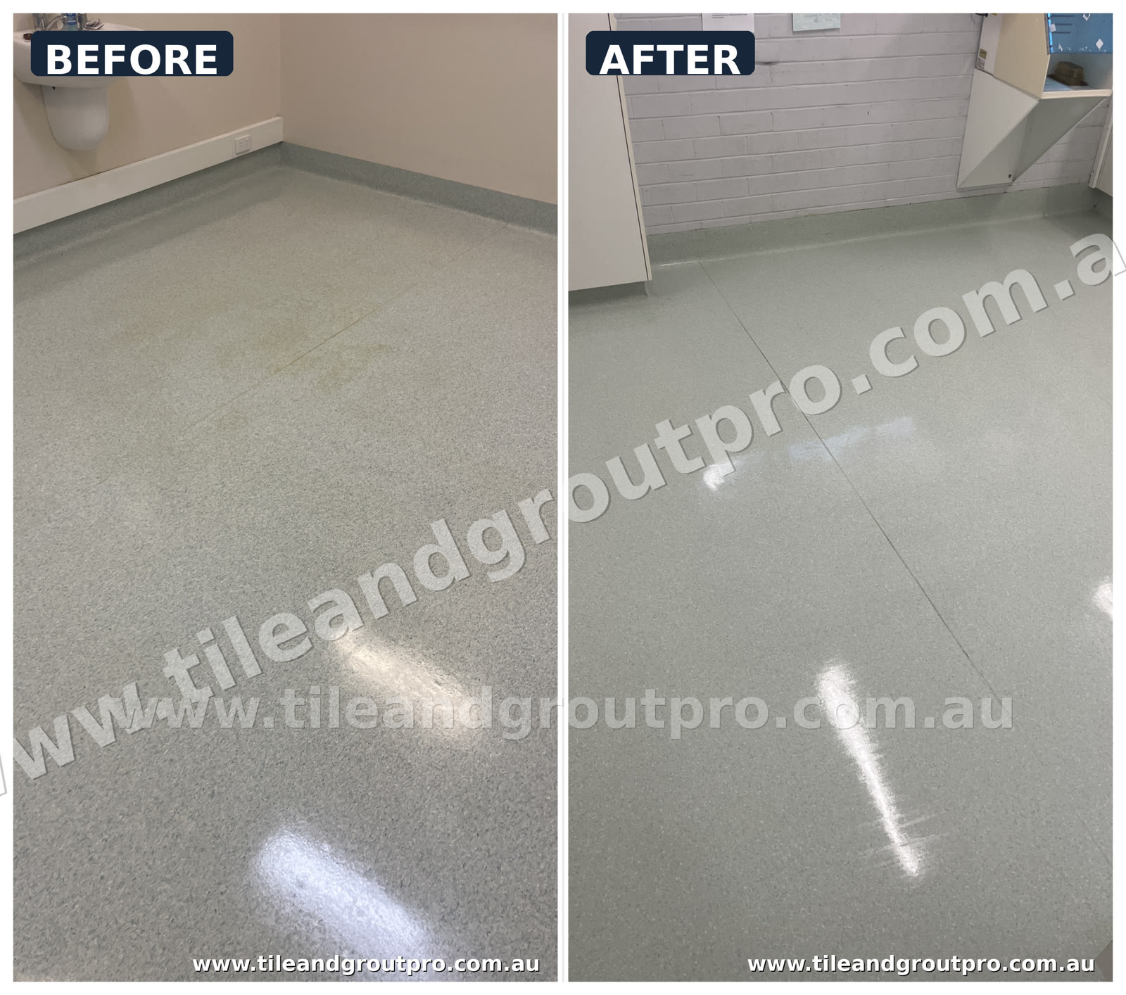 Vinyl floor stripping before and after