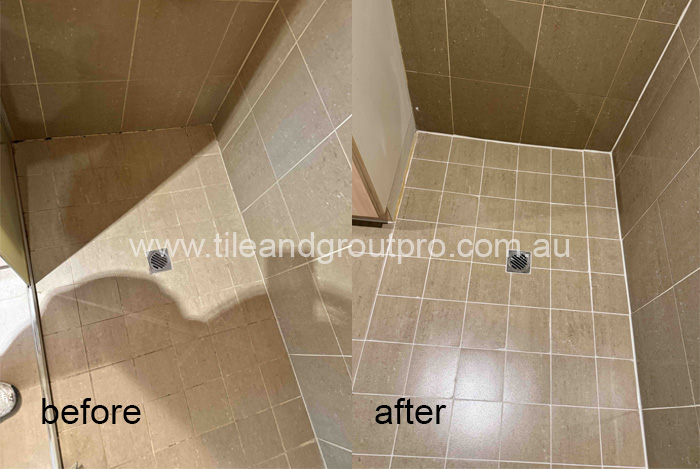 Before and after shower regrouting and silicone replacement in Brisbane