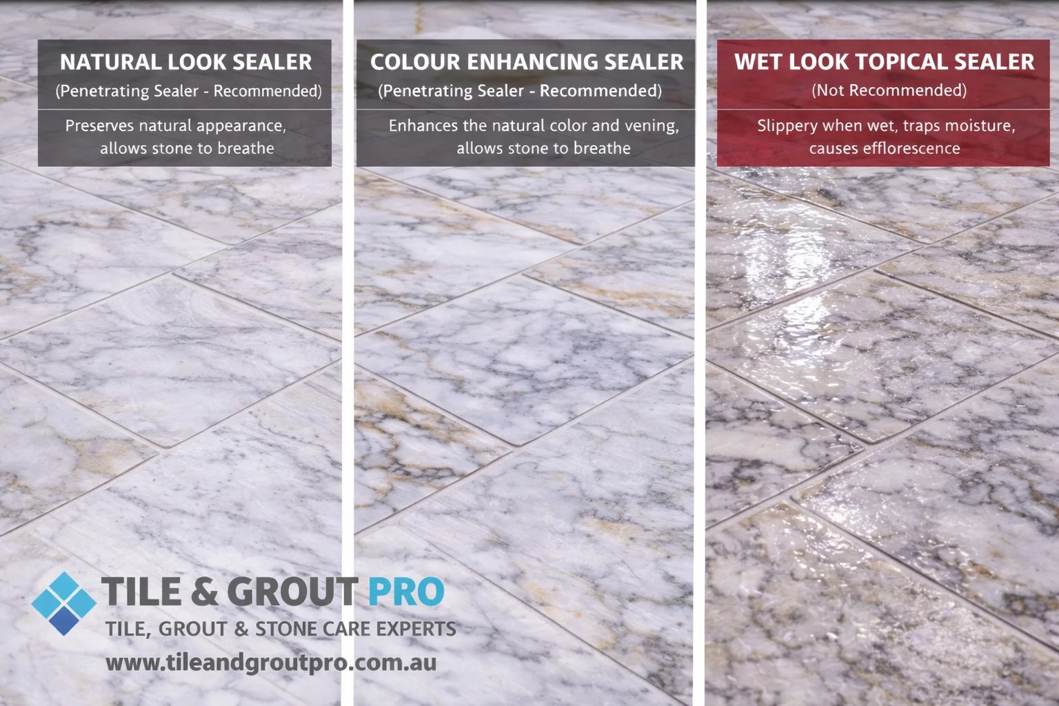 Calacatta marble sealing finish in Ballarat
