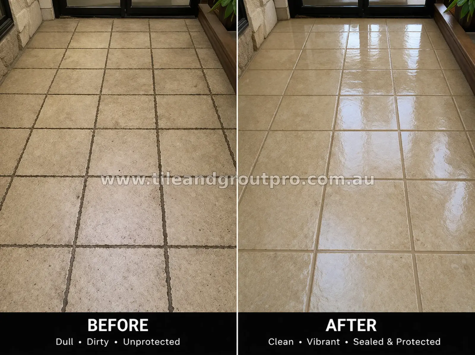 Ceramic floor tile sealing before and after in Bendigo