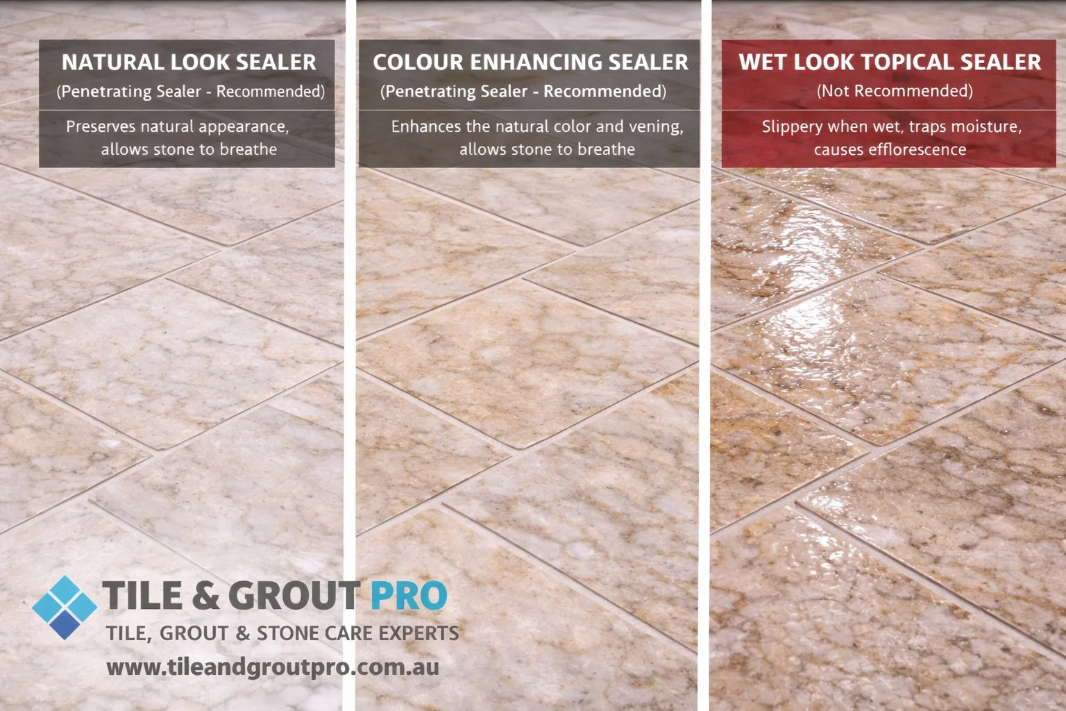 Crema Marfil marble sealing finish in Ballarat