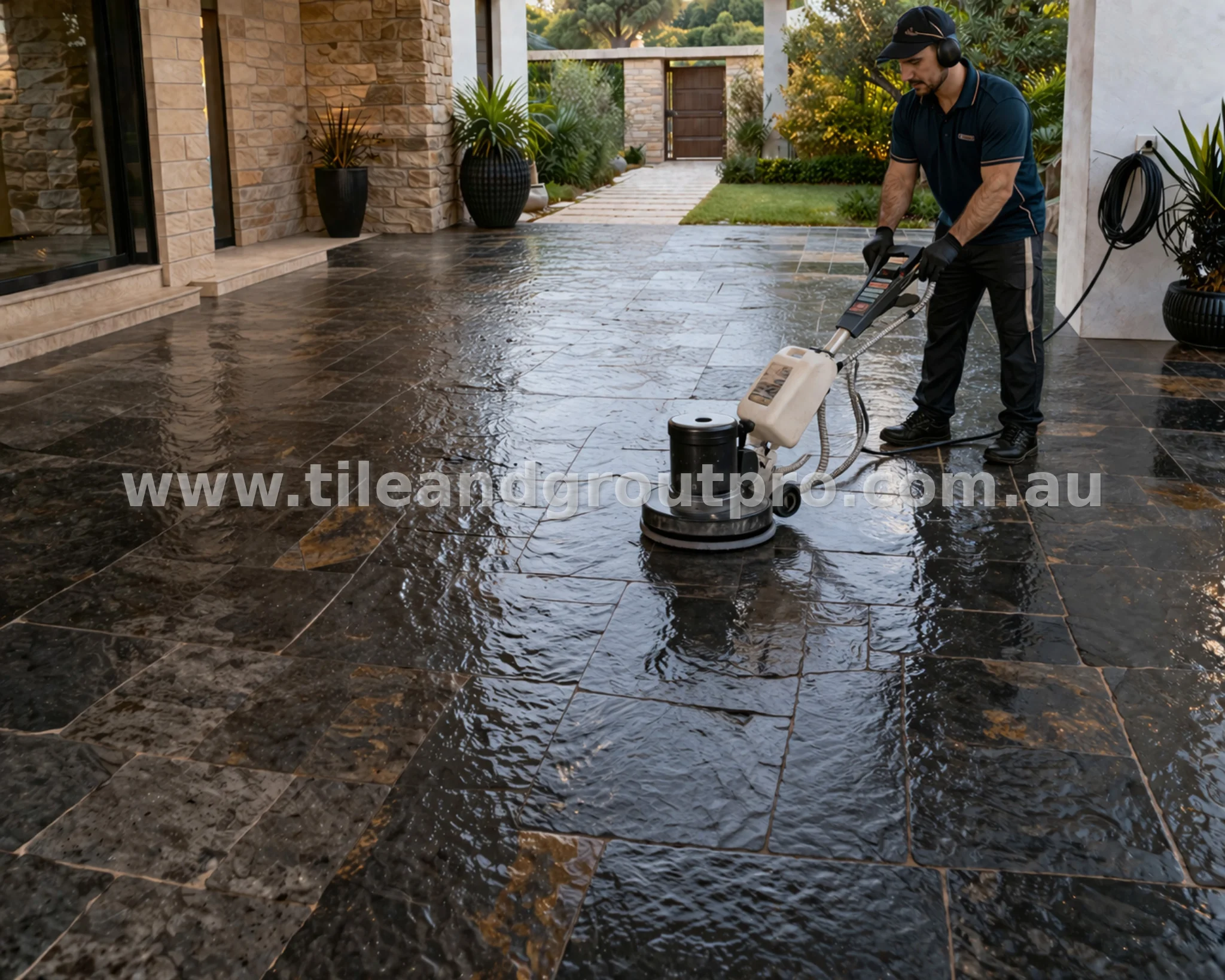 Natural stone paver sealing service