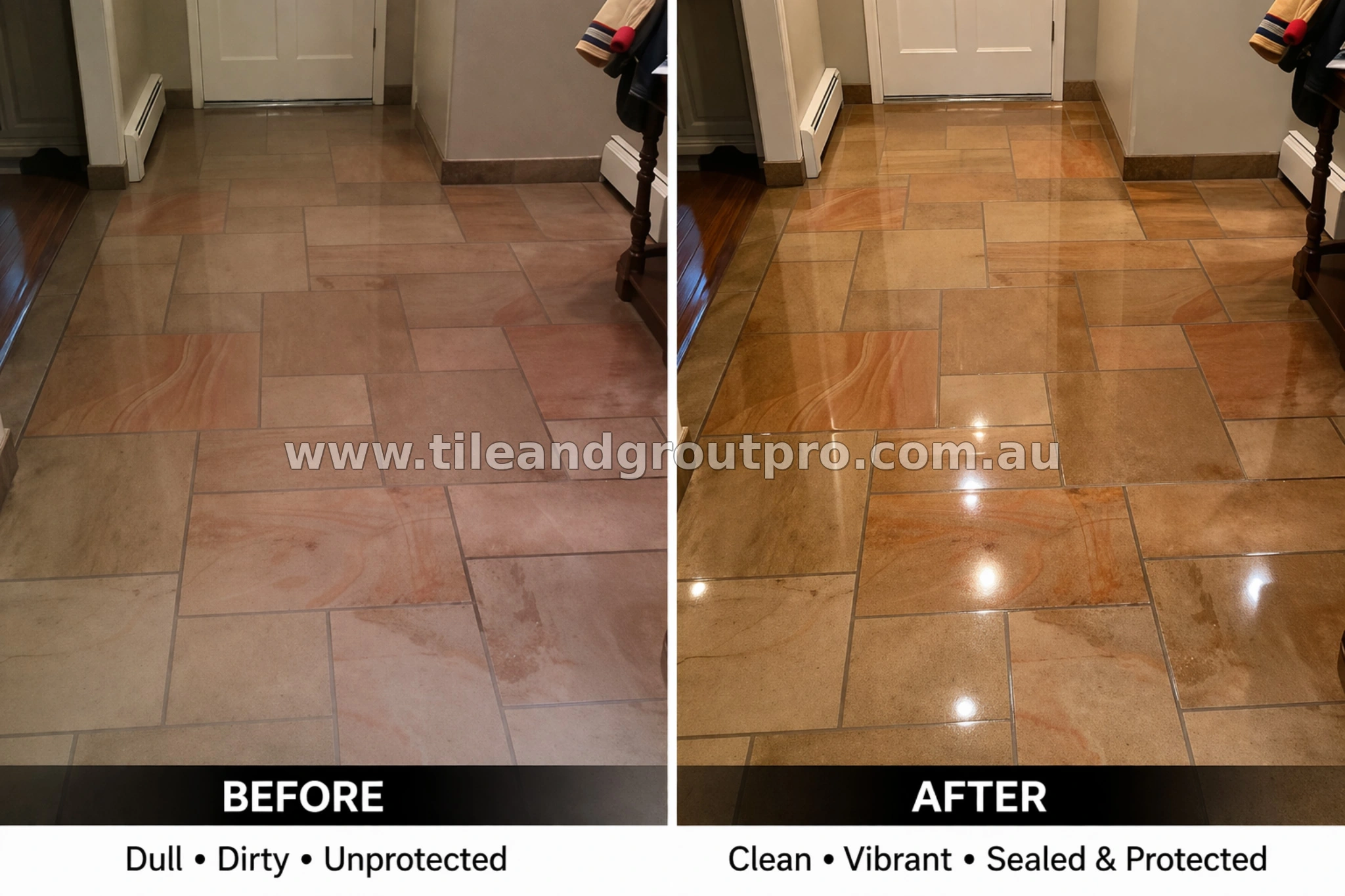 sandstone floor sealing before and after