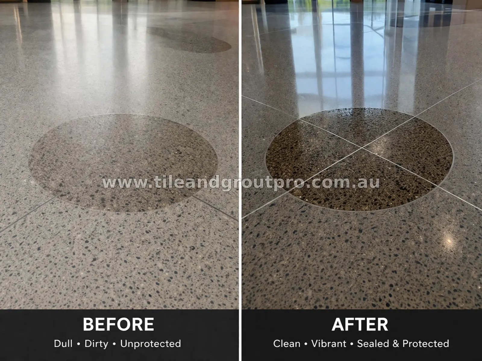 terrazzo floor sealing before after new