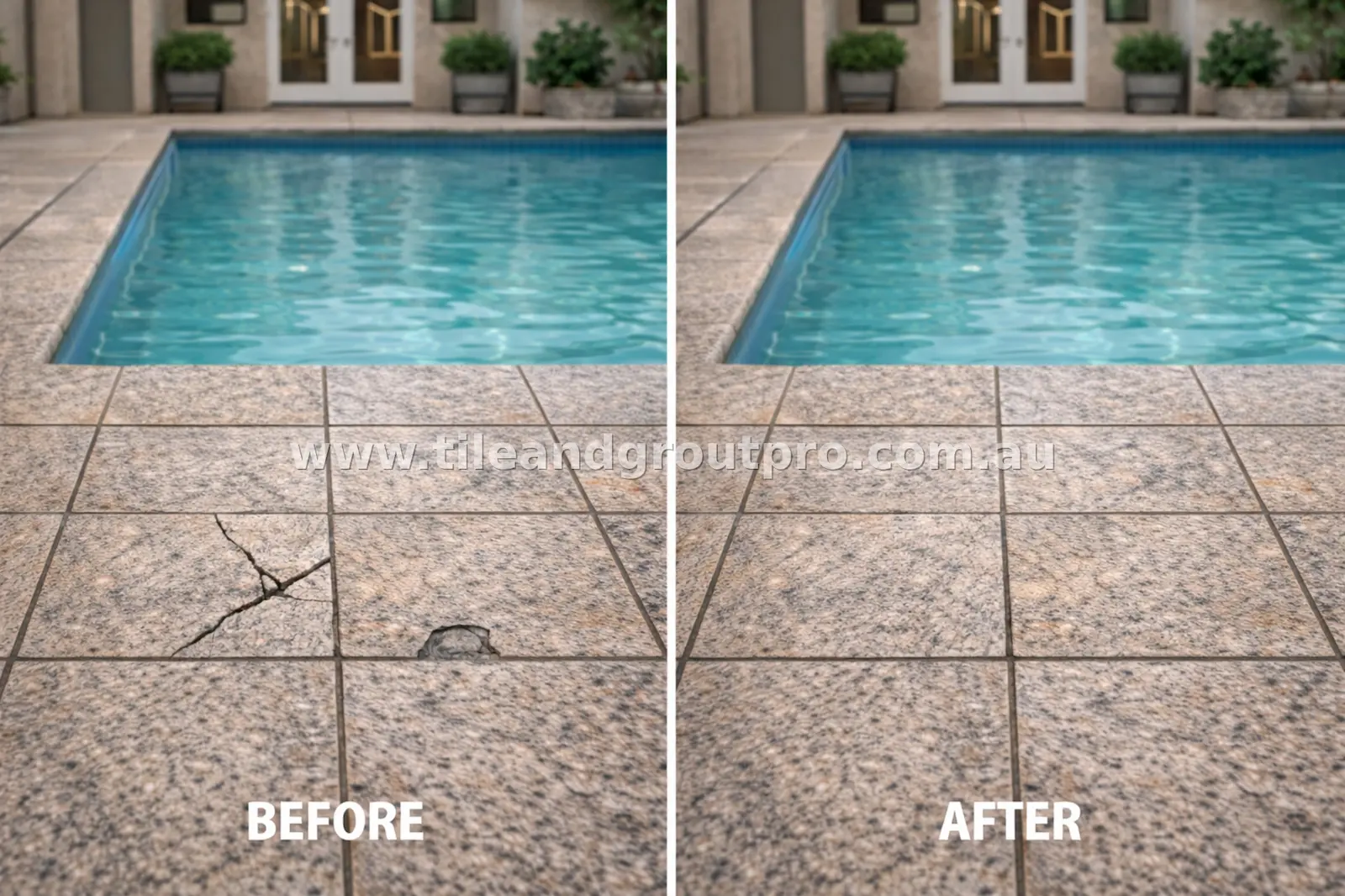 before and after cleaning granite