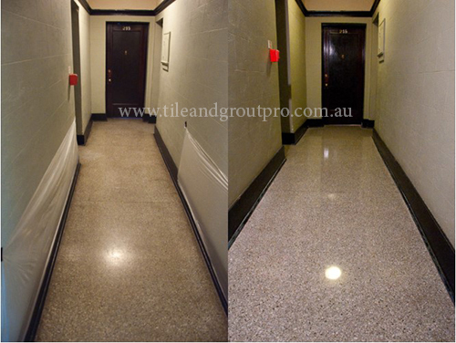 Terrazzo scratch removal before sealing