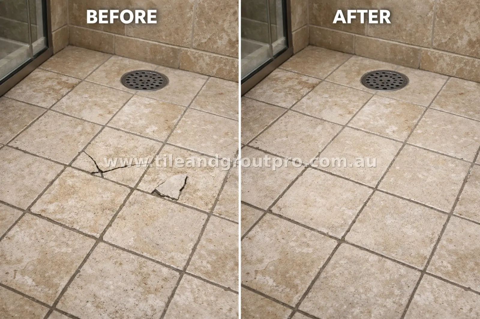 before and after Scratch-Removal travertine tile floor